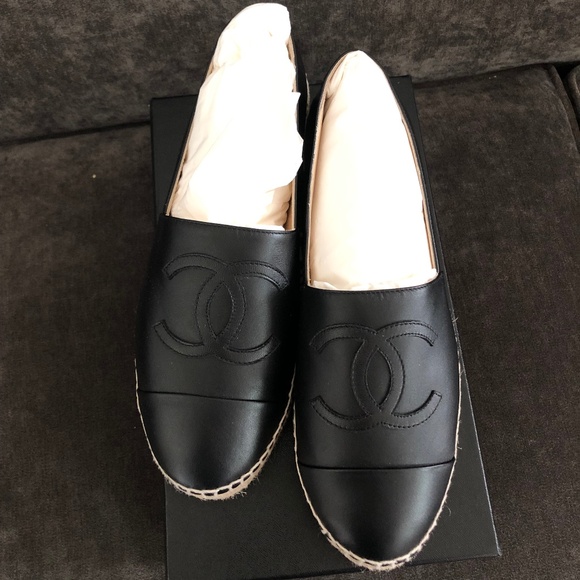 CHANEL  Espadrilles black lamb skin size EU40 fits US size 9 - Picture 3 of 13